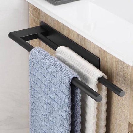 Porattava pyyheteline - Musta - Matta pyyheteline - Kaksikerroksinen, 39 cm