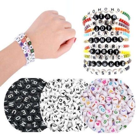 300 stk brevperler, bokstaver - 4x7mm -