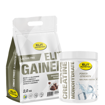 100 % ren kreatinmonohydrat 300 g + laktosefri Gainer 2 kg