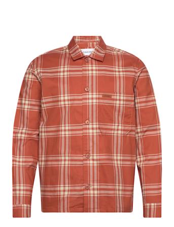 Twill Graphic Check Overshirt Overshirts Rød Calvin Klein*Betinget Tilbud