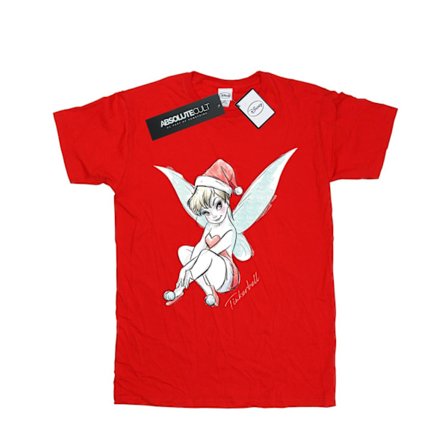 Disney Mens Tinkerbell Christmas Fairy T-Shirt M Röd