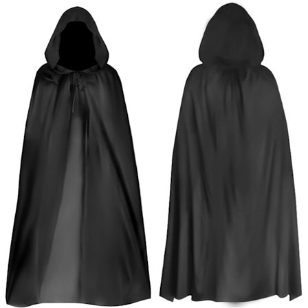 Halloween Svart Hette Kappe Grim Reaper Kappe, Lang Djevelkappe for Voksne og Barn, Cosplay Maskerade Party Kostyme 180cm
