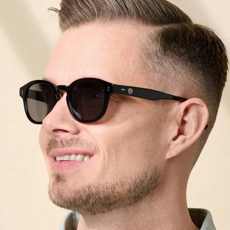 Ochelari de soare negri pătrați Bille pentru bărbați - Ochelari retro