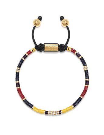 Men's Beaded Bracelet With Black, Yellow And Red Mini Disc B Armbånd Smykker Multi/patterned Nialaya