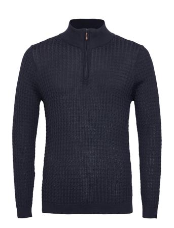 5471 - Ibro Knitwear Half Zip Pullover Blå SAND