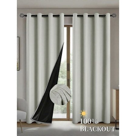 Varme mørklægningsgardiner med termo-isolerende foring, kompatible med stue, soveværelse, køkken, boligindretning, værelsesdekoration i beige beige