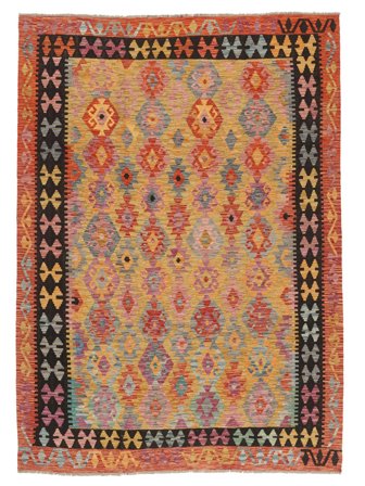 208X293 Tappeto Orientale Kilim Afghan Old Style Marrone/Rosso Scuro (Lana, Afghanistan) Carpetvista