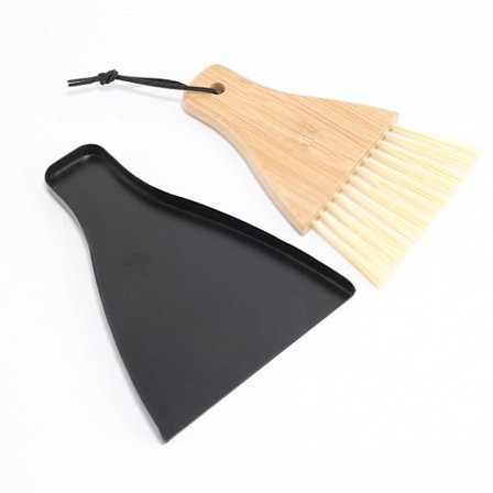 2 stk., bordbørste, smulesamler, til kjøkken, bambus og plast