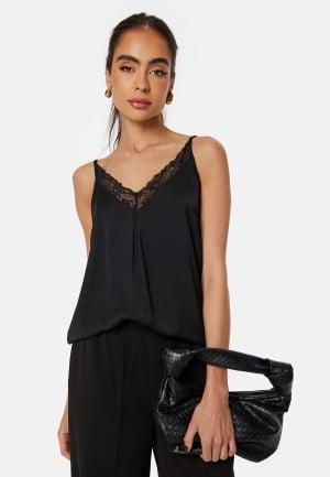 VILA Cava V-Neck Lace Singlet 34 Black Hihattomat topit Dam