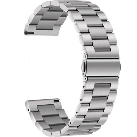 Kellon ranneke, ruostumattomasta teräksestä valmistettu kellon ranneke, säädettävä vaihtoranneke miehille ja naisille, 22 mm, hopea