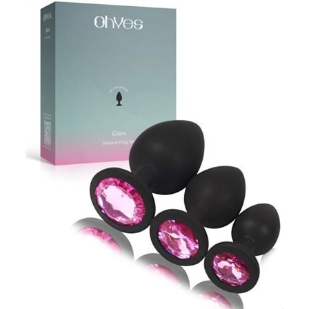 OHYES Metal anal plug sæt 3 dele - Anal plug sæt til mænd og kvinder - Rosa