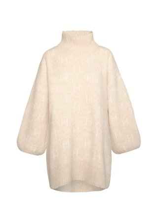 Hést FAM Long Sweater Dame - Light Beige Melange