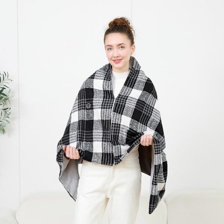 Uppvärmd scarf/sjal, 3 justerbara temperaturinställningar, USB-driven, polyestermaterial, snabb uppvärmning för både inomhus- och utomhusbruk