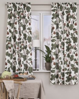 Gardinfag Figaro med trykt motiv 2-pak Terracotta