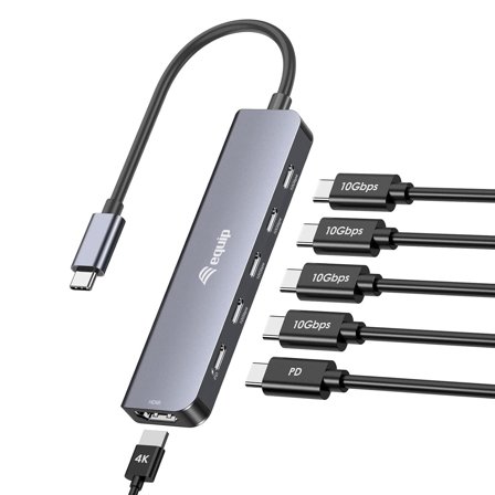 Equip Adapter USB-C -> HDMI, 4xUSB-C 4K/60Hz USB3.2 Gen.2 sw