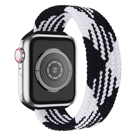 Apple Watch (45 mm) elastiskt klockarmband - Svart / Svart / Storlek: S
