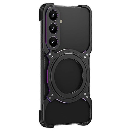 For Samsung Galaxy S24 Deksel Stativ Metall Bumper Magnetisk Telefondeksel