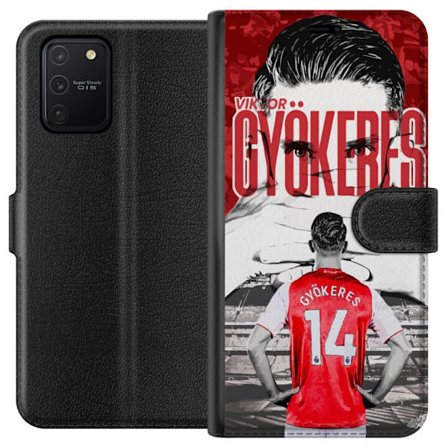 Samsung Galaxy S10 Lite Tegnebogsetui Viktor Gyökeres rød design med portræt og tydelige kampdetaljer i stærke farver, der hylder en af ​​Sver