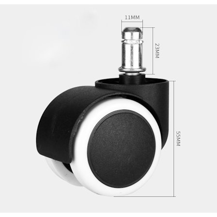 Set med 5 hjul for harde gulv 11mm,Hvit