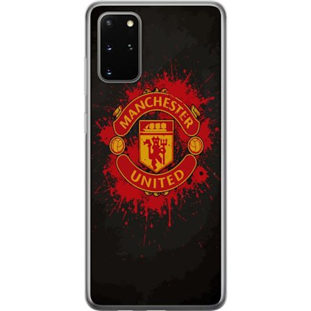 Kompatibelt Mobildeksel til Samsung Samsung Galaxy S20+ Manchester United logo i rød og gul farge med røff sportslig bakgrunn