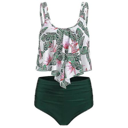 Kvinder Flæse Tankini Bikini Sæt Højtaljet Badedragt Beachwear M