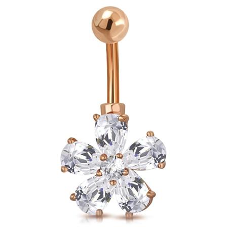Navelpiercing Rosé Guld 316L Kirurgiskt stål Blomma klara CZ