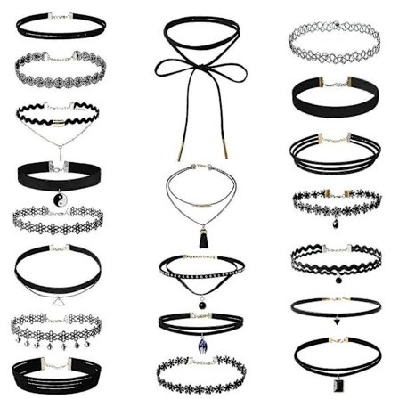 20-pack Choker Halsband Set Stretch Sammet Klassisk Gotisk Tatuering Spets Choker