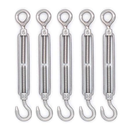 Vridspänne Spänning Krok och öga Hook And Eye Vridspänne 304 rostfritt stål Hårdvara Kit för vajerspänning Heavy Duty Shade Sail Mount 5-pack