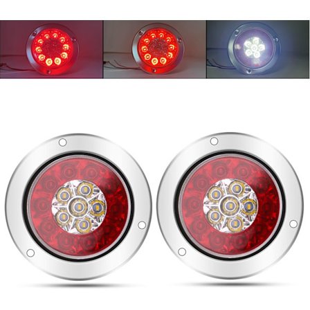 2 stk Runde LED Bremslys, 4 tommer 16LED Baglygte 12V 24V