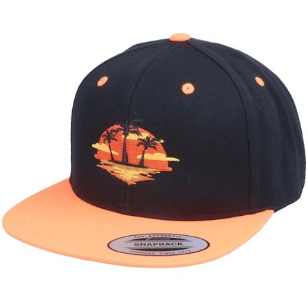 Iconic - Black snapback Czapka Z Daszkiem - Palm Island Sunset Black/Orange Snapback @ Hatstore
