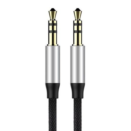Baseus Yiven Audio Cable mini jack 3,5mm AUX, 1m (Sort+Sølv)