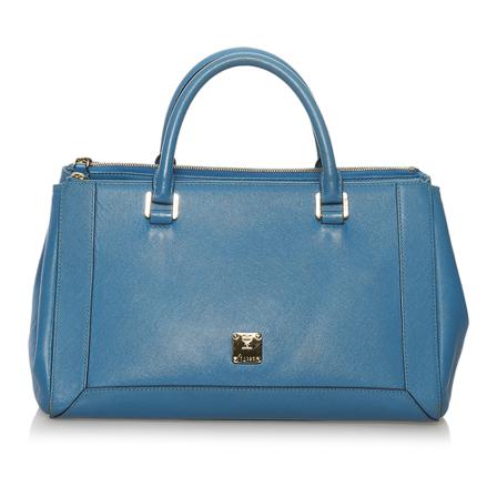 MCM Pre-owned, Pre-owned Handbag Blauw, Dames, Maat:ONE Size