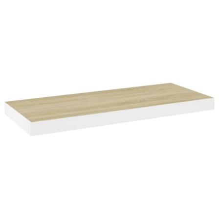 Vidaxl Svävande Vägghylla Ek Och Vit 60x23,5x3,8 Cm Mdf Brun