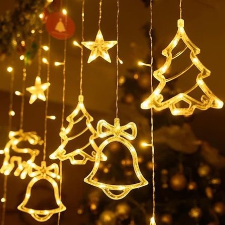 XMTECH LED Joulutähtivalot - 138 lämmintä valkoista LED-valoa 8 tilassa Joulukoristevalot - IP44, 31V