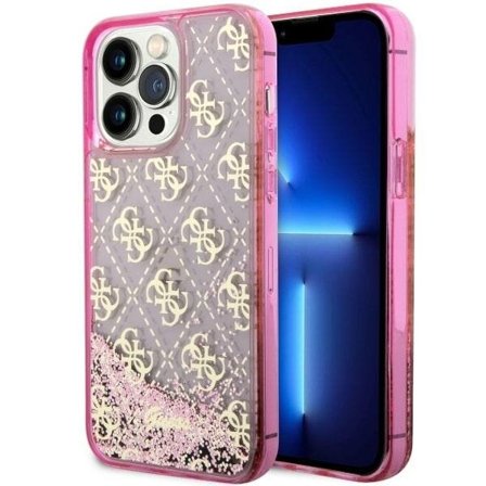 Guess GUHCP14XLC4PSGP iPhone 14 Pro Max 6.7" Pink Liquid Glitter Hard Case Translucent
