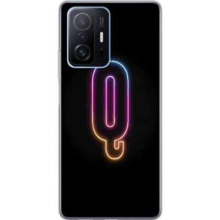 Kompatibel Mobilcover til Xiaomi Xiaomi 11T Minimalistisk neonbogstav Q i lyse farver mod mørk baggrund