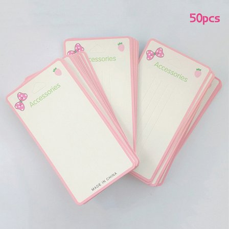 50 STK Rosa sløyfe Visningskort For Hair Claw Paper Card Hodeplagg