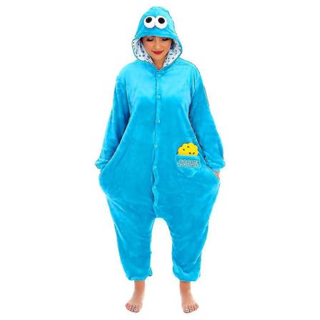 Seriefigurer Unisex Onesie Fancy Dress Kostym Huvtröjor Blå Sesamgatan M(160CM-170CM)