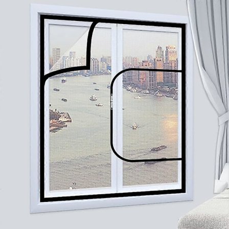 Starkt fönsterskyddsnät för katt, självhäftande fönstersäkerhetsnät med dragkedja, fluga