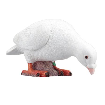 Kunstfjerde hvide duer dekoration høj simulering harpiks hvid fjer Fugle dekoration til have indretning Hvid due med hovedet nede til mad