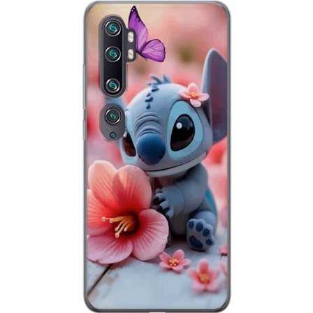 Kompatibelt Mobilskal till Xiaomi Xiaomi Mi Note 10 Söt blå fantasivarelse med rosa blomma och fjäril romantiskt vårmotiv i pastellfärger med mag