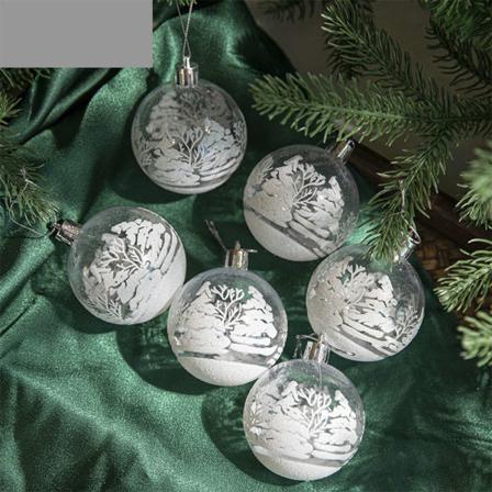 Print Snötryck Julbollsdekor 6 St Xmas Ornament