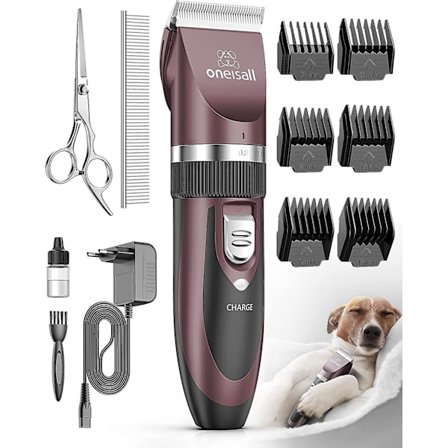 Oneisall Quiet Dog Clipper Professional Clipper Dog Cat Pet Hair Clipper Electric Dog Trimmer Cordless Hair Clipper (pink)