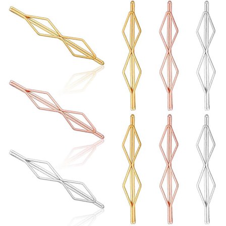 9-pack Metall Hårklämmor Mode Metall Dekorativa Hårklämmor Dam Håraccessoarer Pins Guld*3, Roséguld*3 och Silver*3