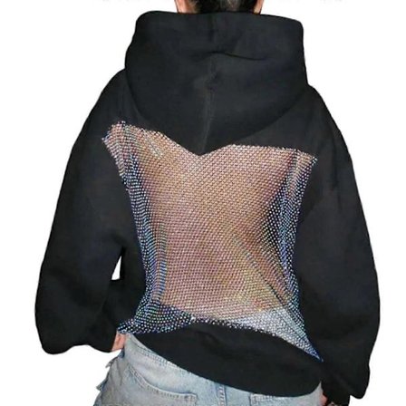 Dame Crystal Mesh Back Hættetrøje Oversized Sweatshirts Casual Langærmet Pullover Sweater Vinter Efterårs Outfits Gave Hvid XX