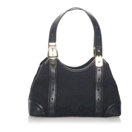 Gucci Vintage, Pre-owned Horsebit Canvas Handbag Zwart, Dames, Maat:ONE Size