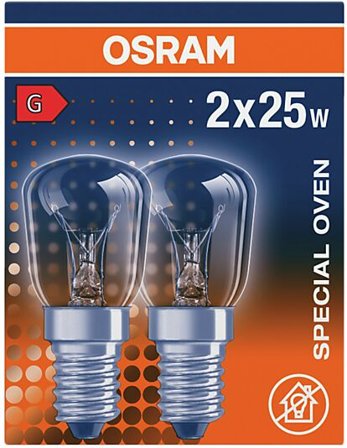 OSRAM Lyspære mini klar E14 25W 2stk