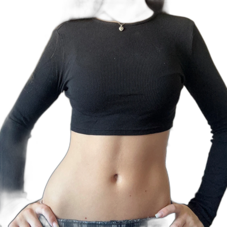 Svart croppad långärmad topp