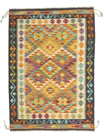 Hand Woven Kilim Afghan Old Style Rug 101X145 Wool Brown/Orange Small