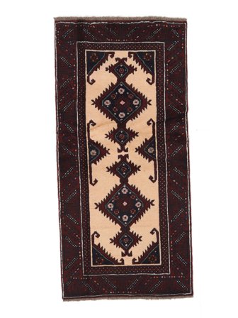 Oosters Beluch Vloerkleed 93X195 Zwart/Oranje Wol, Perzië/Iran